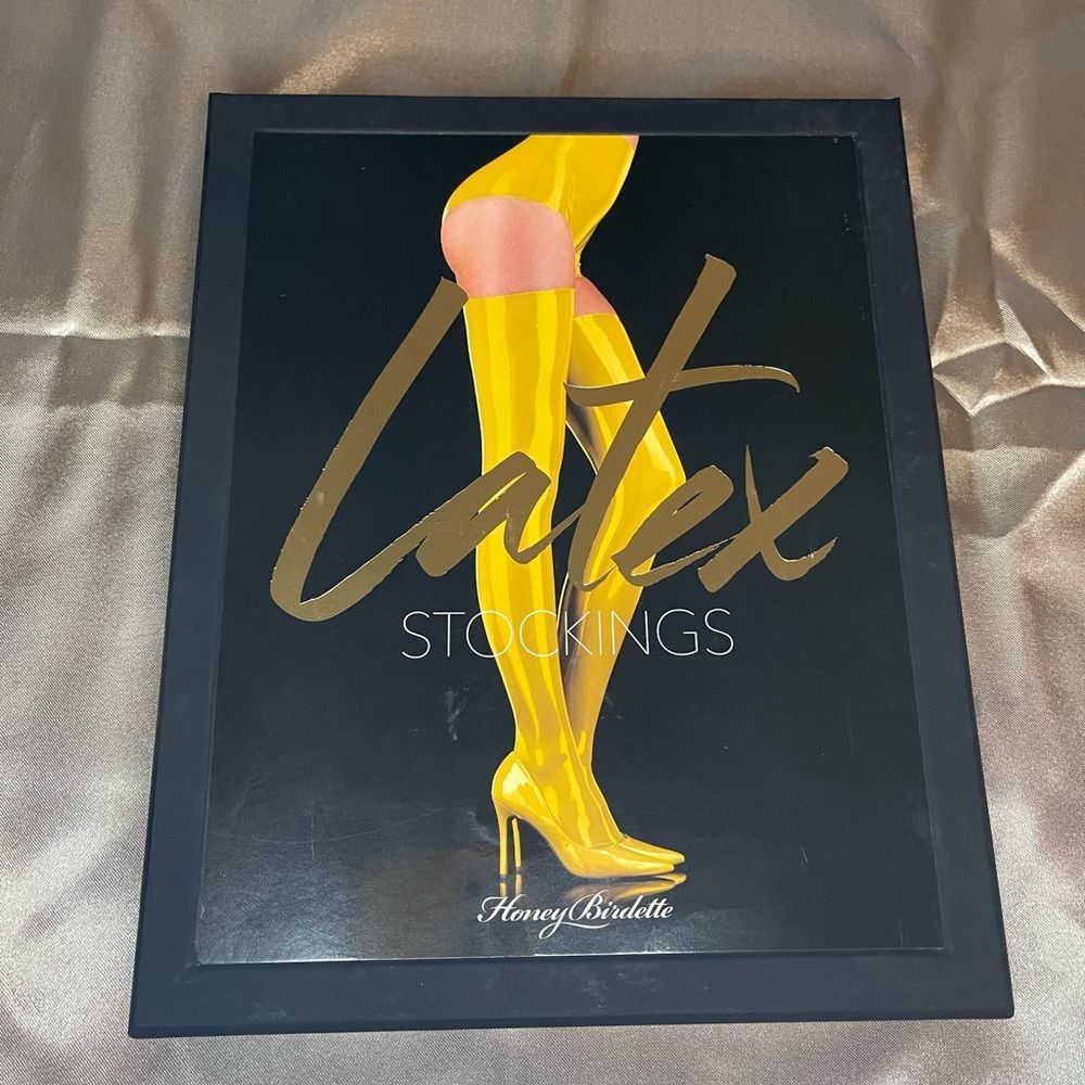 Honey Birdette Latex Stockings Yellow M/L